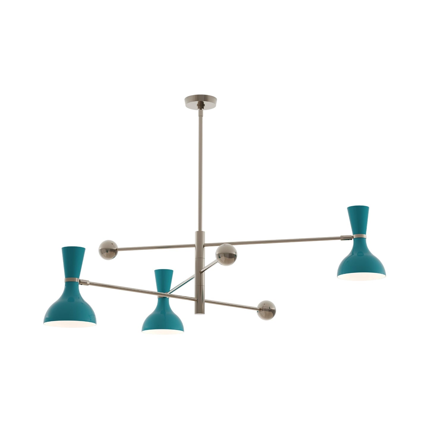 Clare Multi Light Pendant Light in Polished Nickel/Peacock.
