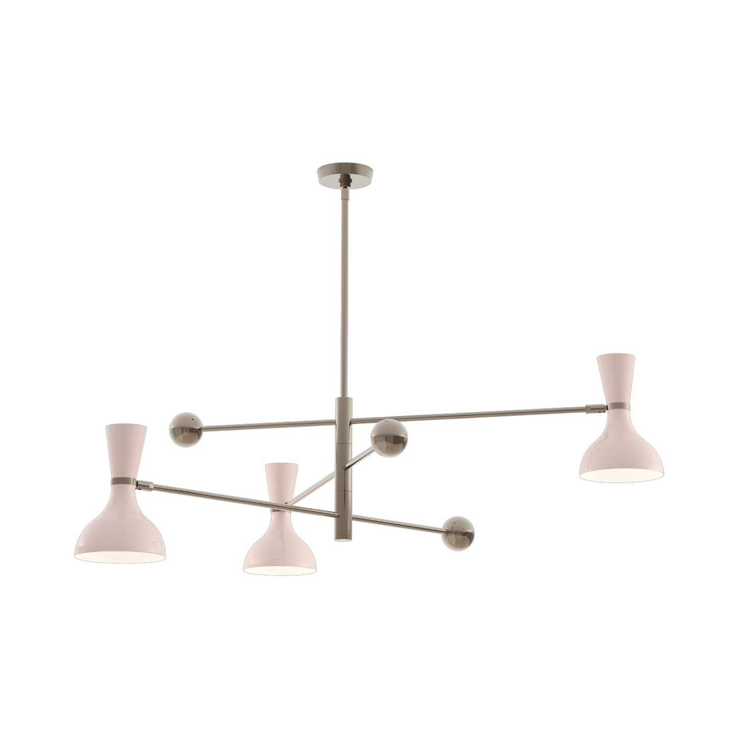 Clare Multi Light Pendant Light in Polished Nickel/Rose Water.