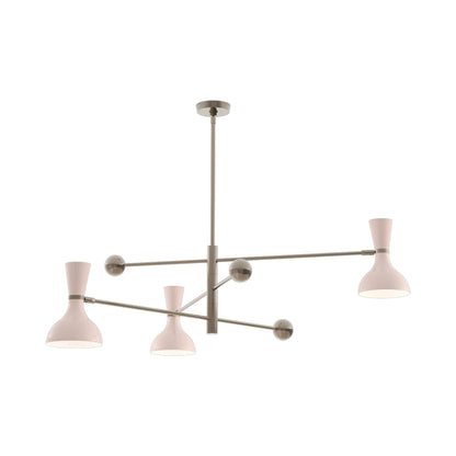 Clare Multi Light Pendant Light in Polished Nickel/Rose Water.