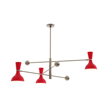 Clare Multi Light Pendant Light in Polished Nickel/Ruby Red.