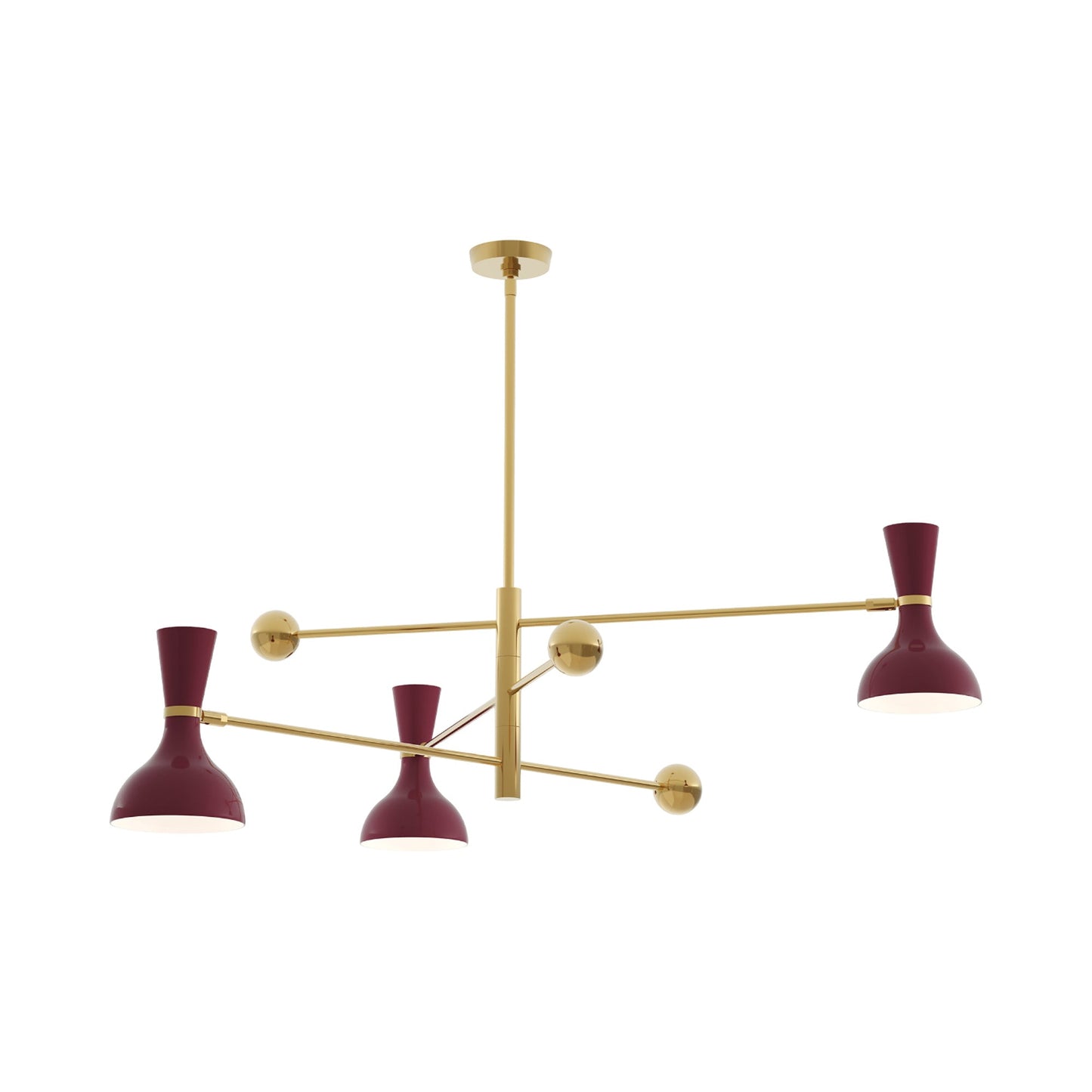 Clare Multi Light Pendant Light in Modern Brass/Sugar Plum.
