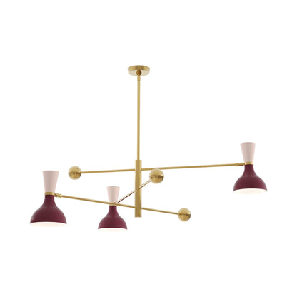 Clare Multi Light Pendant Light in Modern Brass/Sugar Plum and Rose Water.