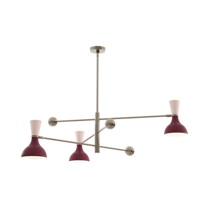 Clare Multi Light Pendant Light in Polished Nickel/Sugar Plum and Rose Water.