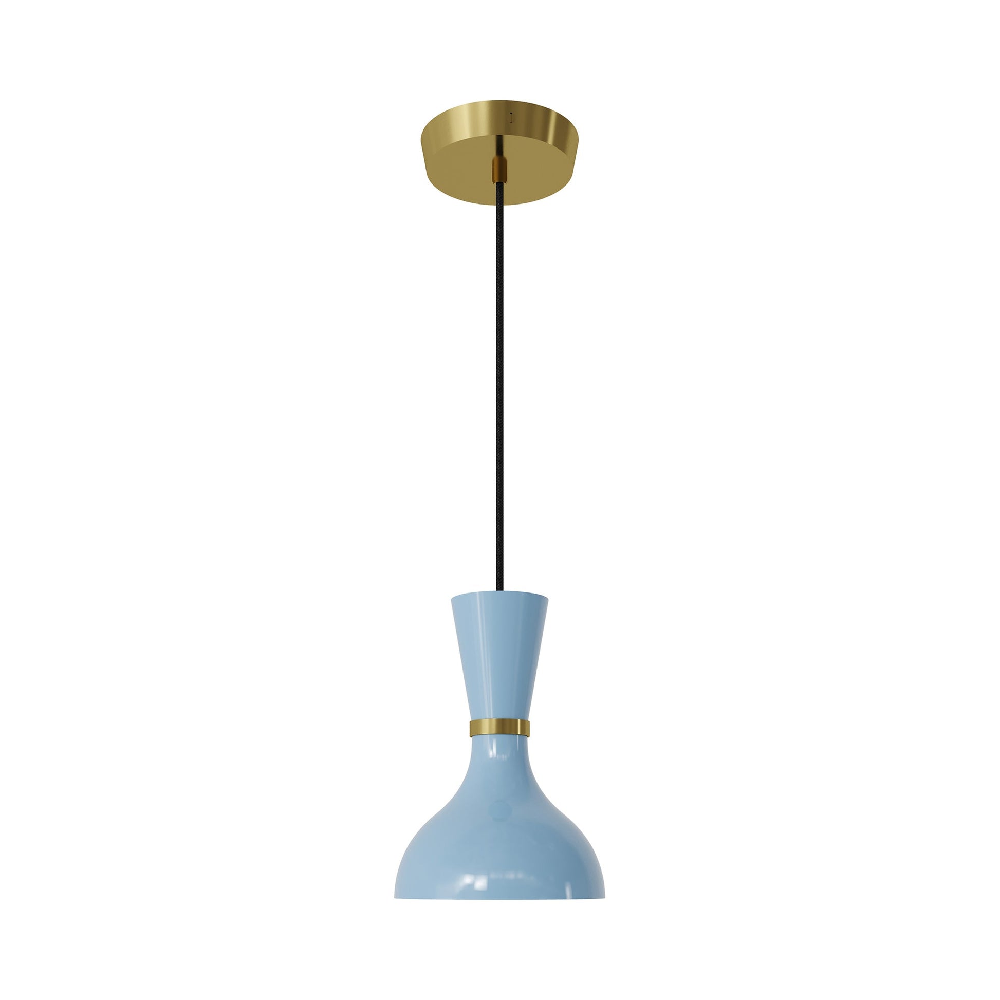 Clare Pendant Light in Modern Brass/Baby Blue.