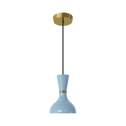 Clare Pendant Light in Modern Brass/Baby Blue.