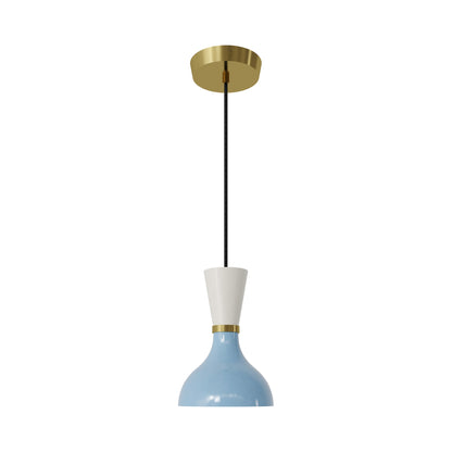 Clare Pendant Light in Modern Brass/Baby Blue and Lily.
