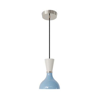 Clare Pendant Light in Polished Nickel/Baby Blue and Lily.