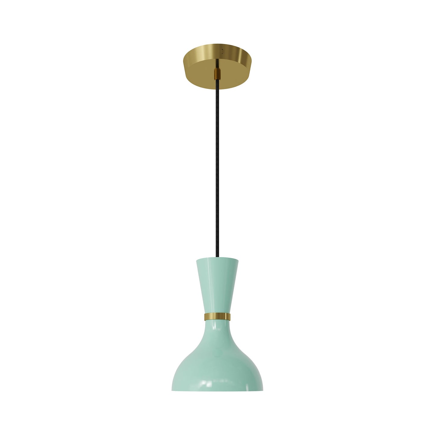 Clare Pendant Light in Modern Brass/Mint.