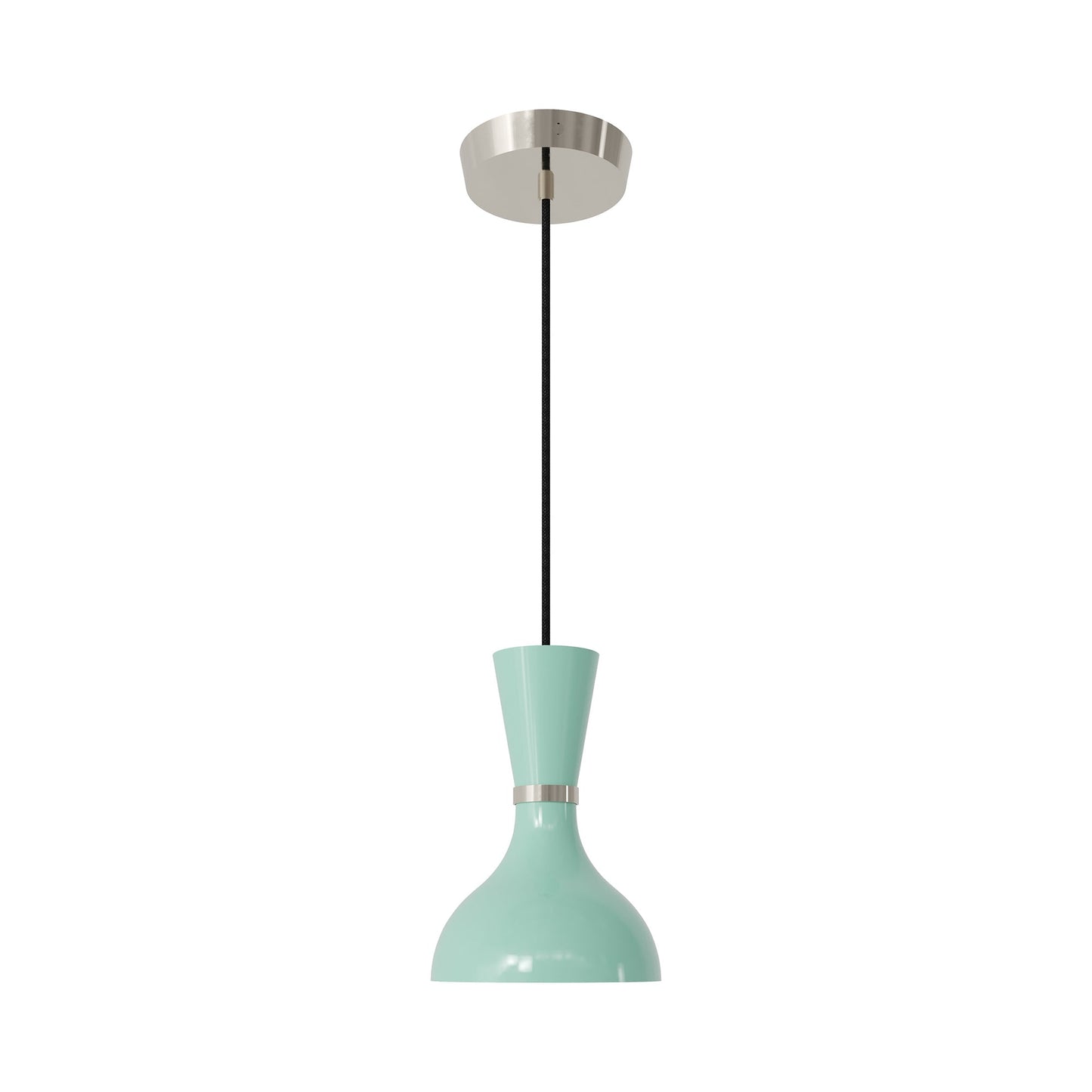 Clare Pendant Light in Polished Nickel/Mint.