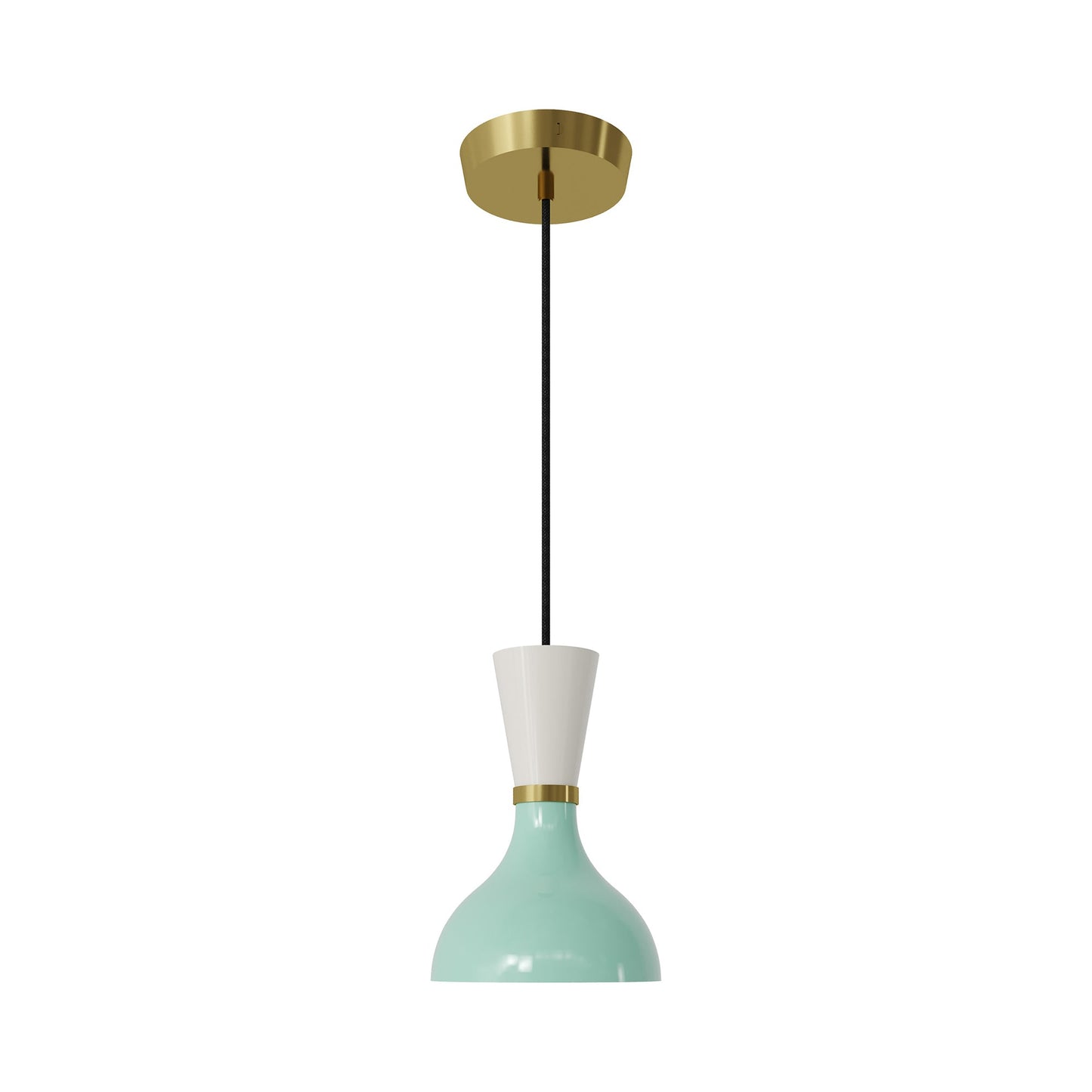 Clare Pendant Light in Modern Brass/Mint and Lily.