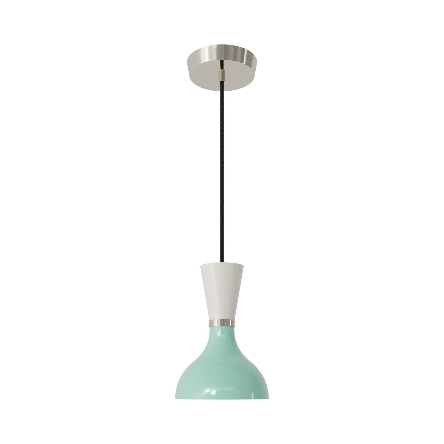 Clare Pendant Light in Polished Nickel/Mint and Lily.