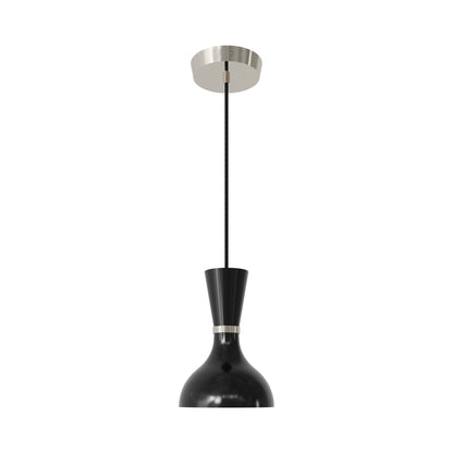 Clare Pendant Light in Polished Nickel/Obsidian.