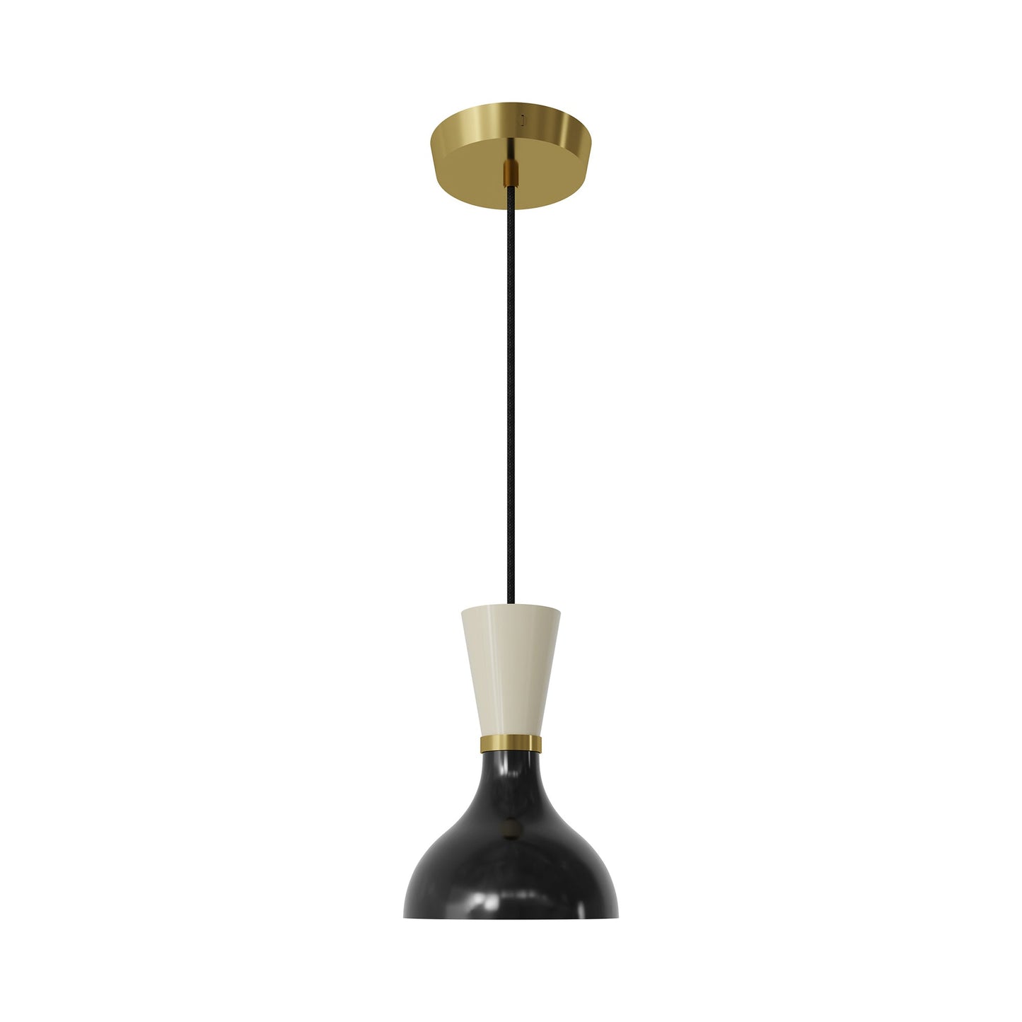 Clare Pendant Light in Modern Brass/Obsidian and Bone.