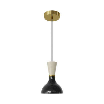 Clare Pendant Light in Modern Brass/Obsidian and Bone.