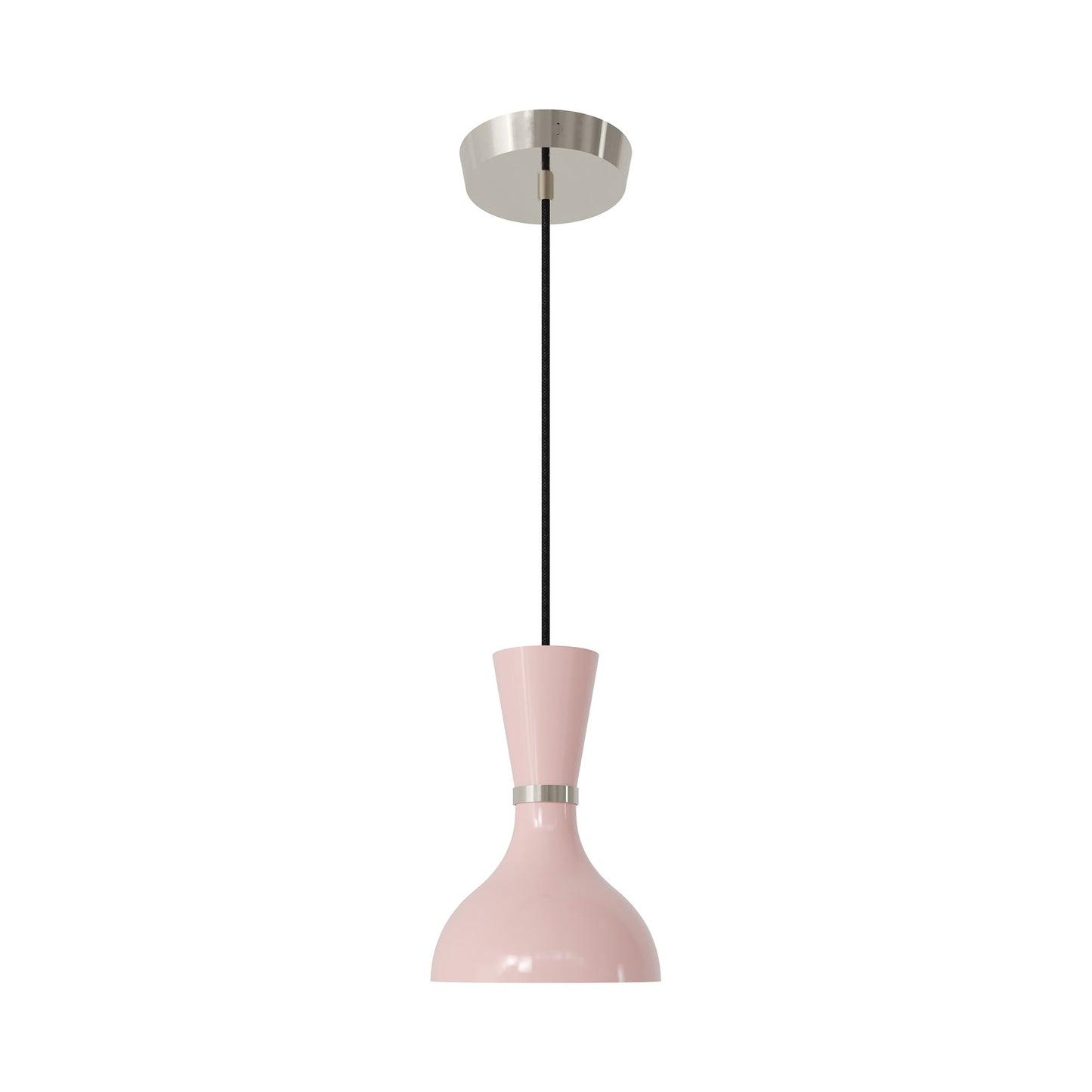 Clare Pendant Light in Polished Nickel/Rose Water.