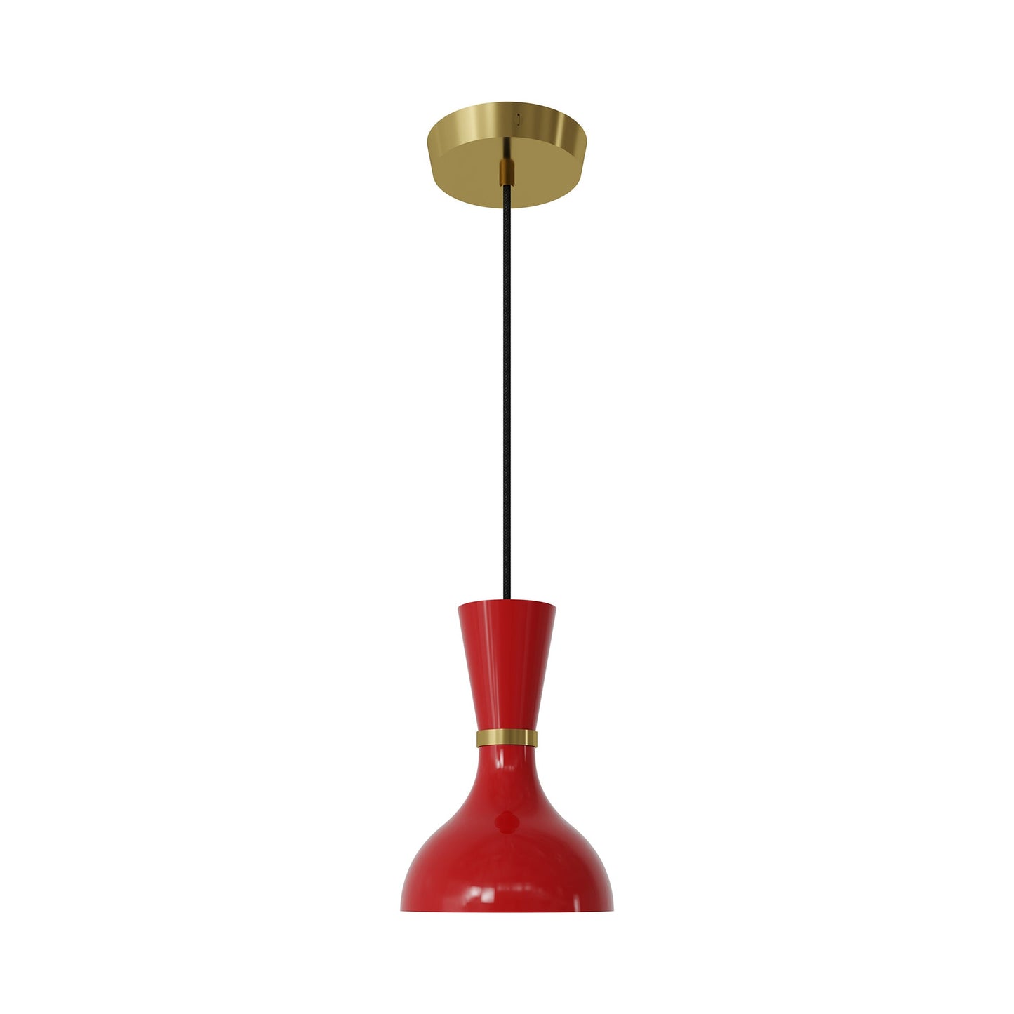 Clare Pendant Light in Modern Brass/Ruby Red.