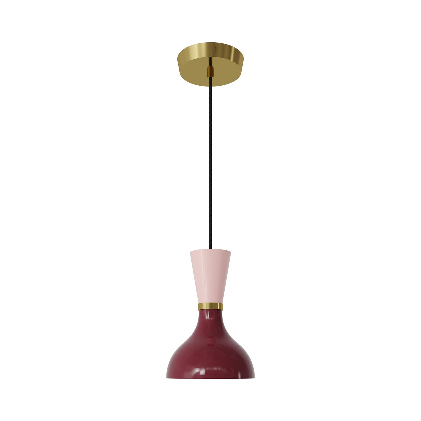 Clare Pendant Light in Modern Brass/Sugar Plum and Rose Water.