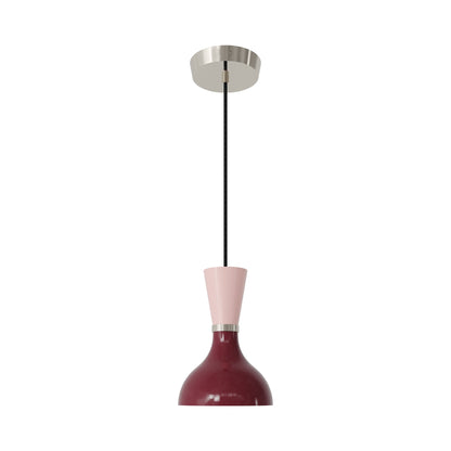 Clare Pendant Light in Polished Nickel/Sugar Plum and Rose Water.