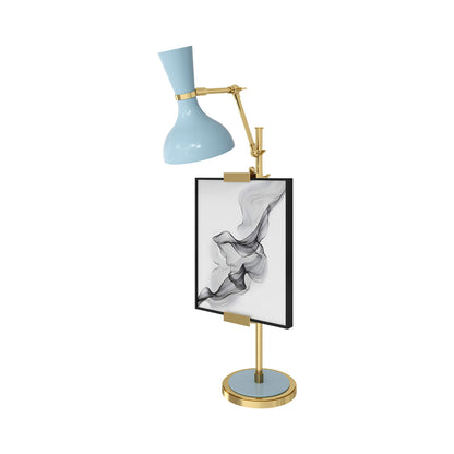 Clare Table Lamp in Modern Brass/Baby Blue.
