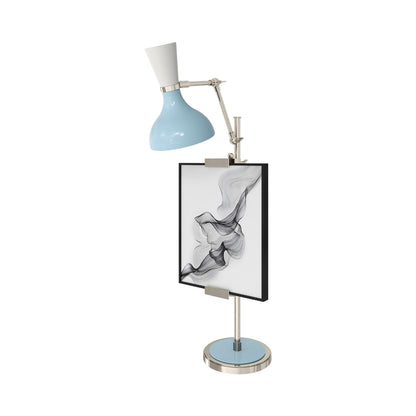 Clare Table Lamp in Polished Nickel/Baby Blue and Lily.