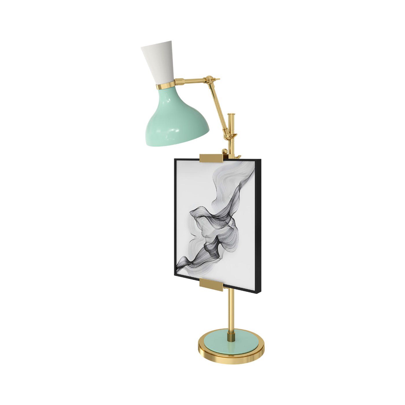 Clare Table Lamp in Modern Brass/Mint and Lily.