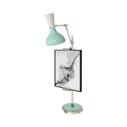 Clare Table Lamp in Polished Nickel/Mint and Lily.