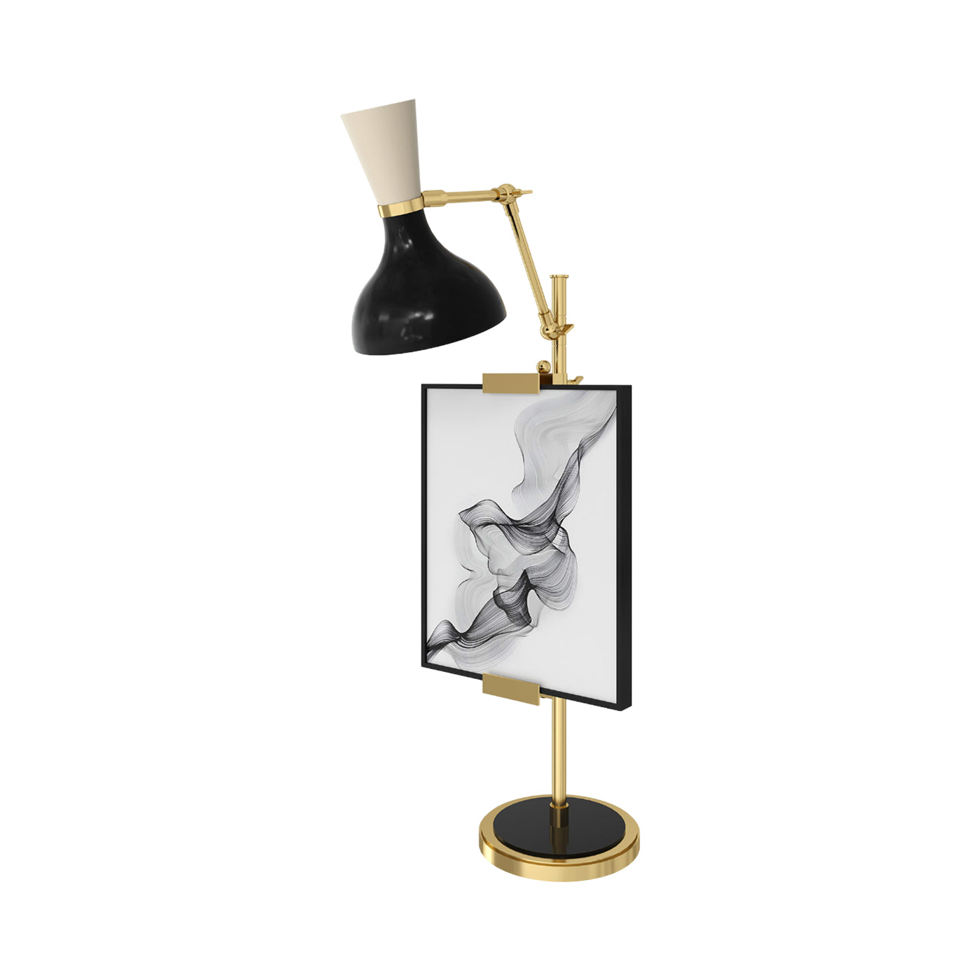 Clare Table Lamp in Modern Brass/Obsidian and Bone.