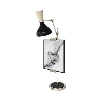 Clare Table Lamp in Polished Nickel/Obsidian and Bone.