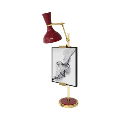 Clare Table Lamp in Modern Brass/Oxblood.