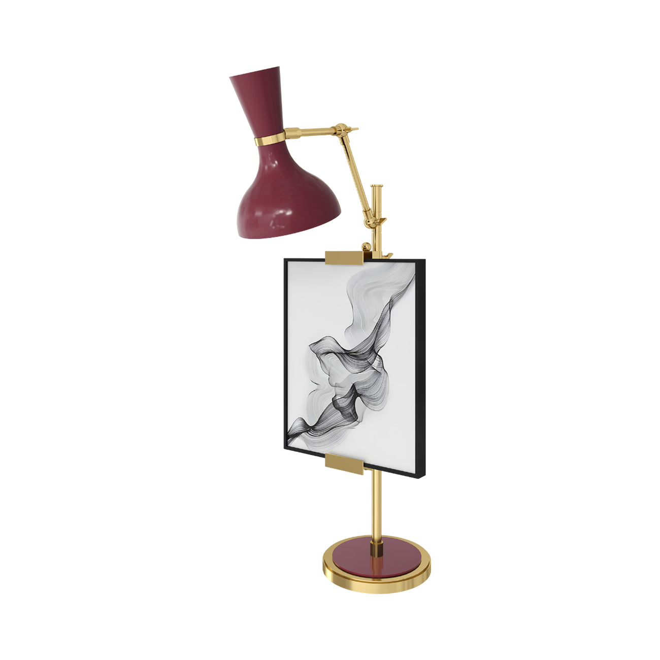 Clare Table Lamp in Modern Brass/Sugar Plum.