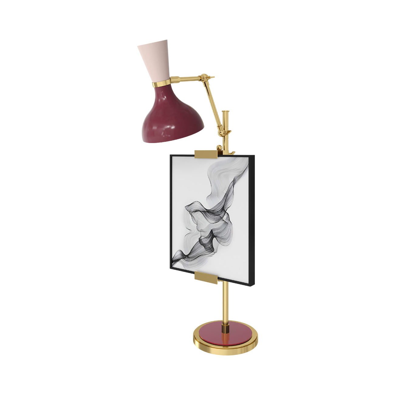 Clare Table Lamp in Modern Brass/Sugar Plum and Rose Water.