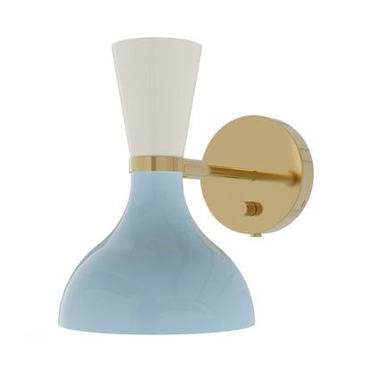 Clare Wall Light in Modern Brass/Baby Blue and Lily.