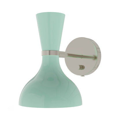Clare Wall Light in Polished Nickel/Mint.