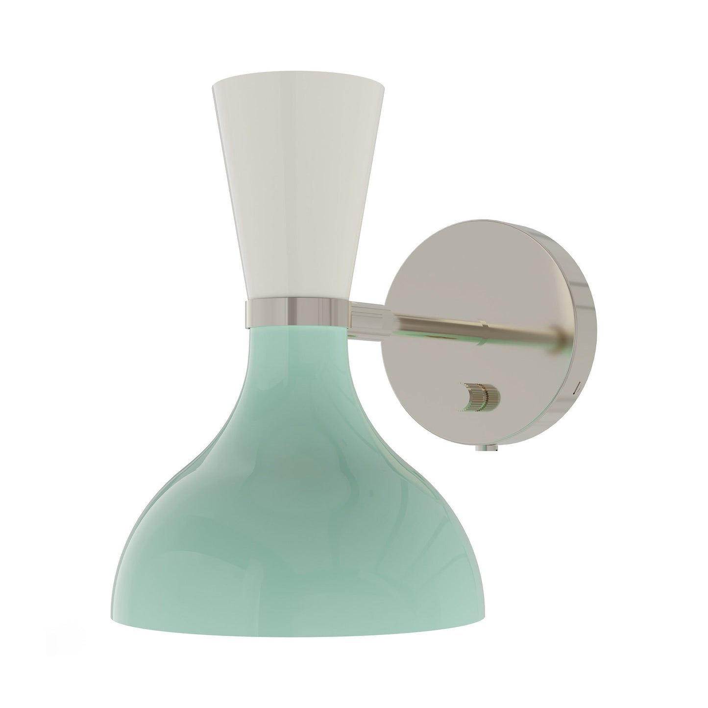 Clare Wall Light in Polished Nickel/Mint and Lily.