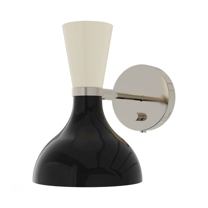 Clare Wall Light in Polished Nickel/Obsidian and Bone.