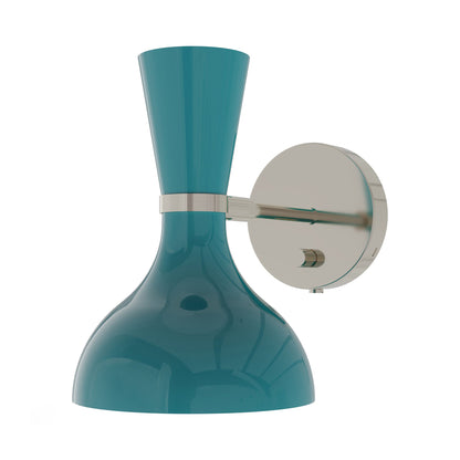 Clare Wall Light in Polished Nickel/Peacock.