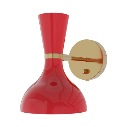 Clare Wall Light in Modern Brass/Ruby Red.