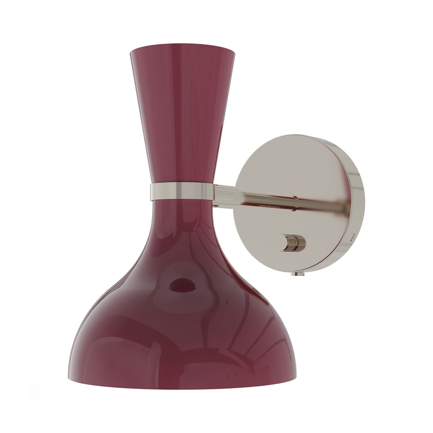 Clare Wall Light in Polished Nickel/Sugar Plum.