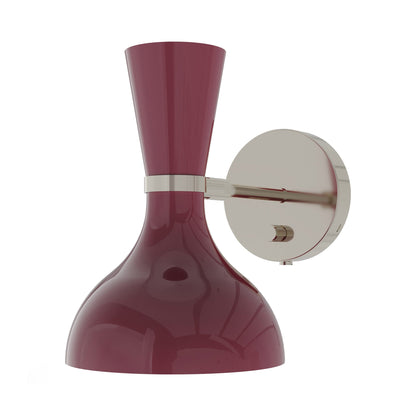 Clare Wall Light in Polished Nickel/Sugar Plum.