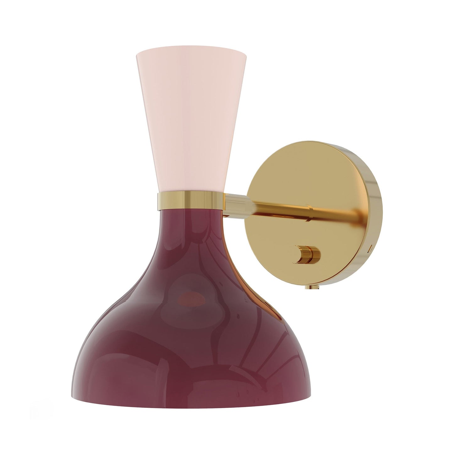 Clare Wall Light in Modern Brass/Sugar Plum and Rose Water.