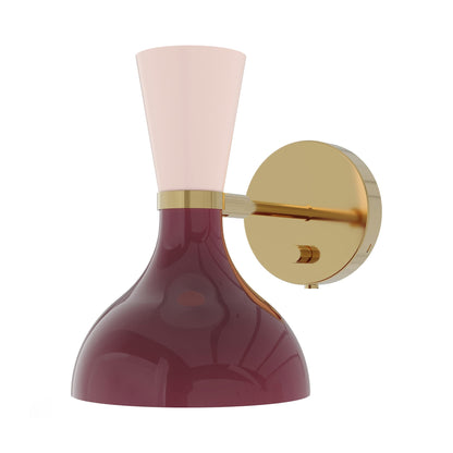 Clare Wall Light in Modern Brass/Sugar Plum and Rose Water.