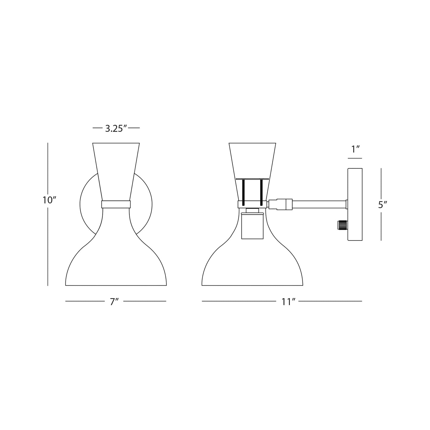 Clare Wall Light - line drawing.