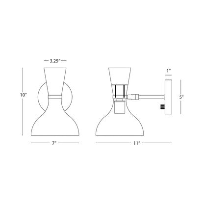 Clare Wall Light - line drawing.