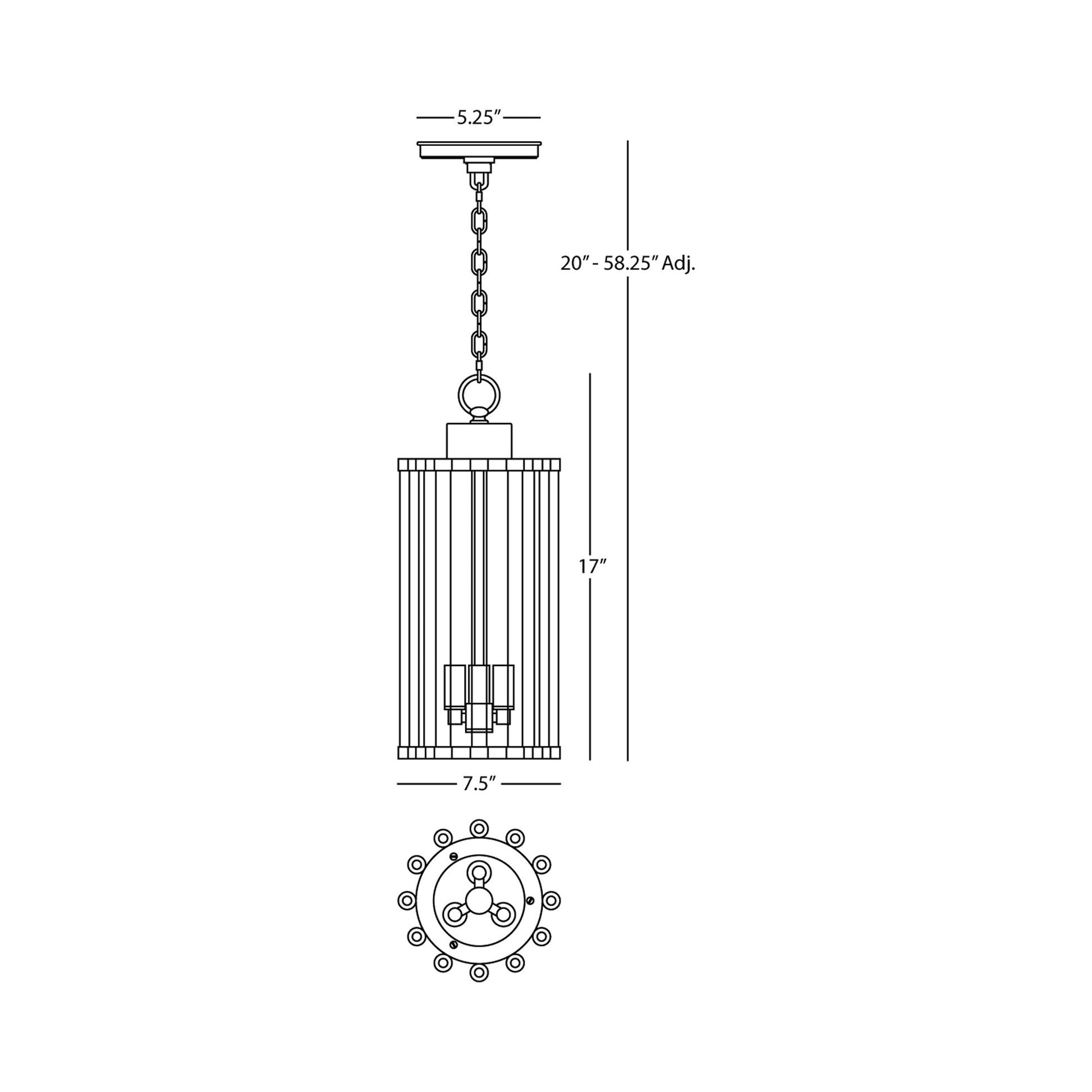 Cole Pendant Light - line drawing.