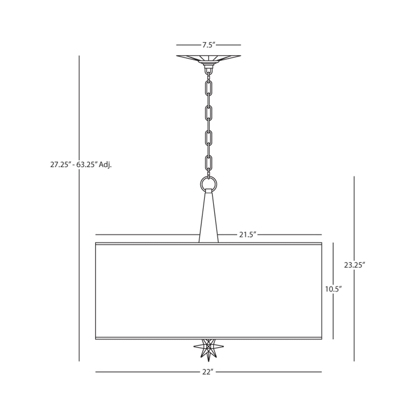 Cosmos Pendant Light - line drawing.