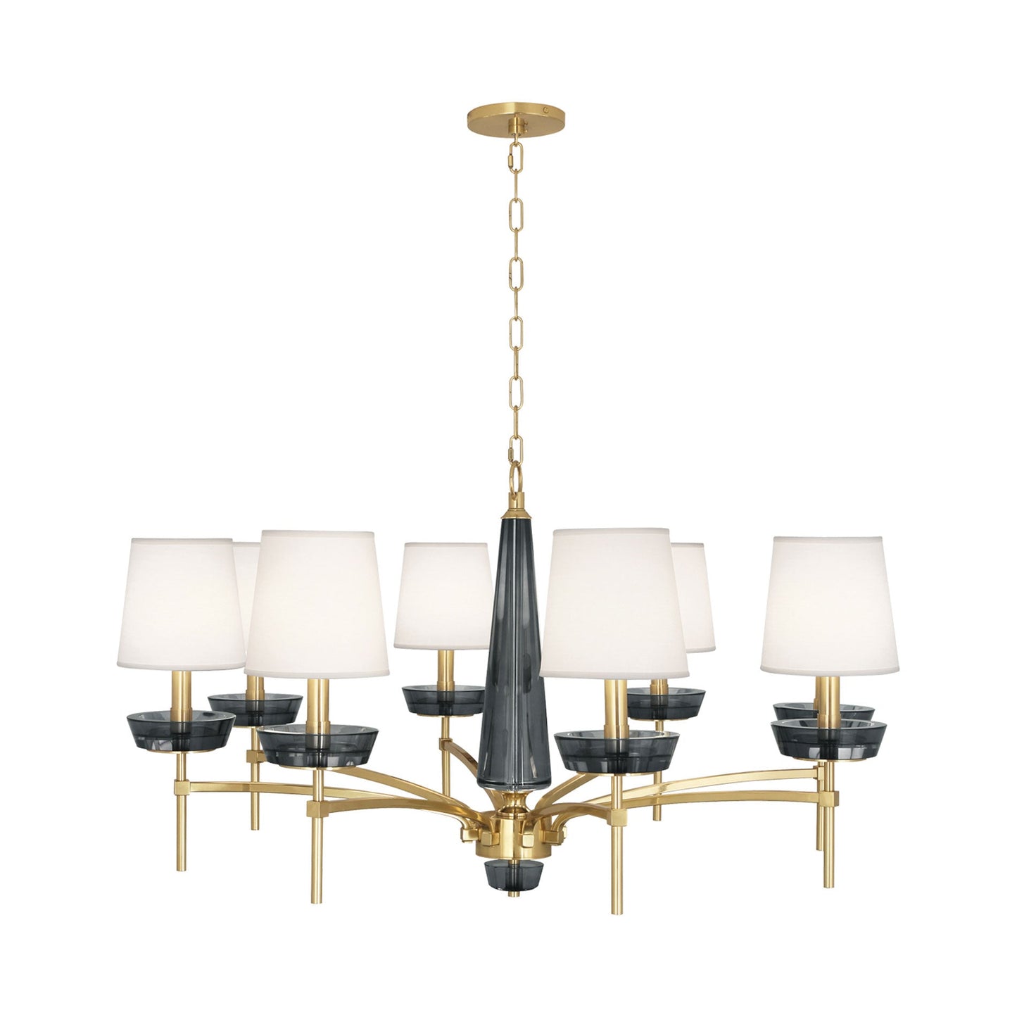 Cristallo Chandelier in Modern Brass/Smoke Crystal.