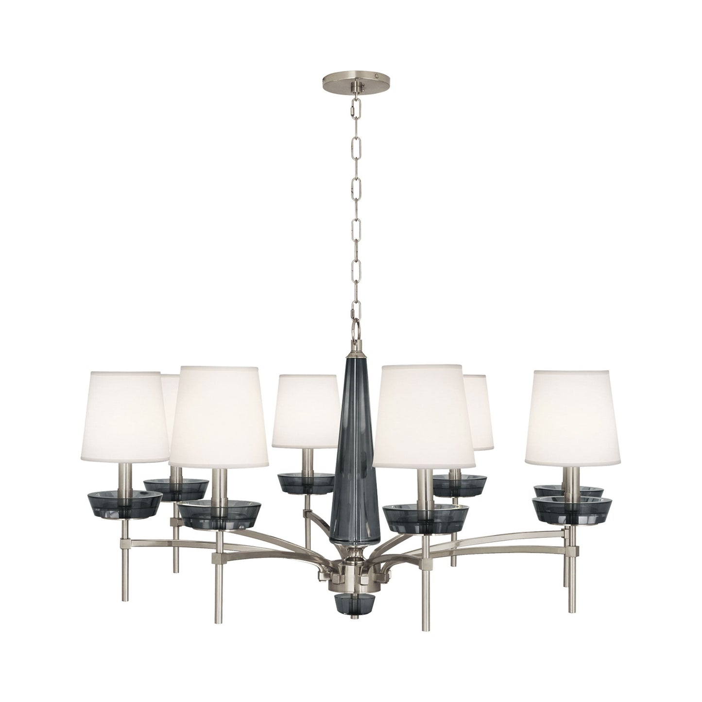 Cristallo Chandelier in Polish Nickel/Smoke Crystal.