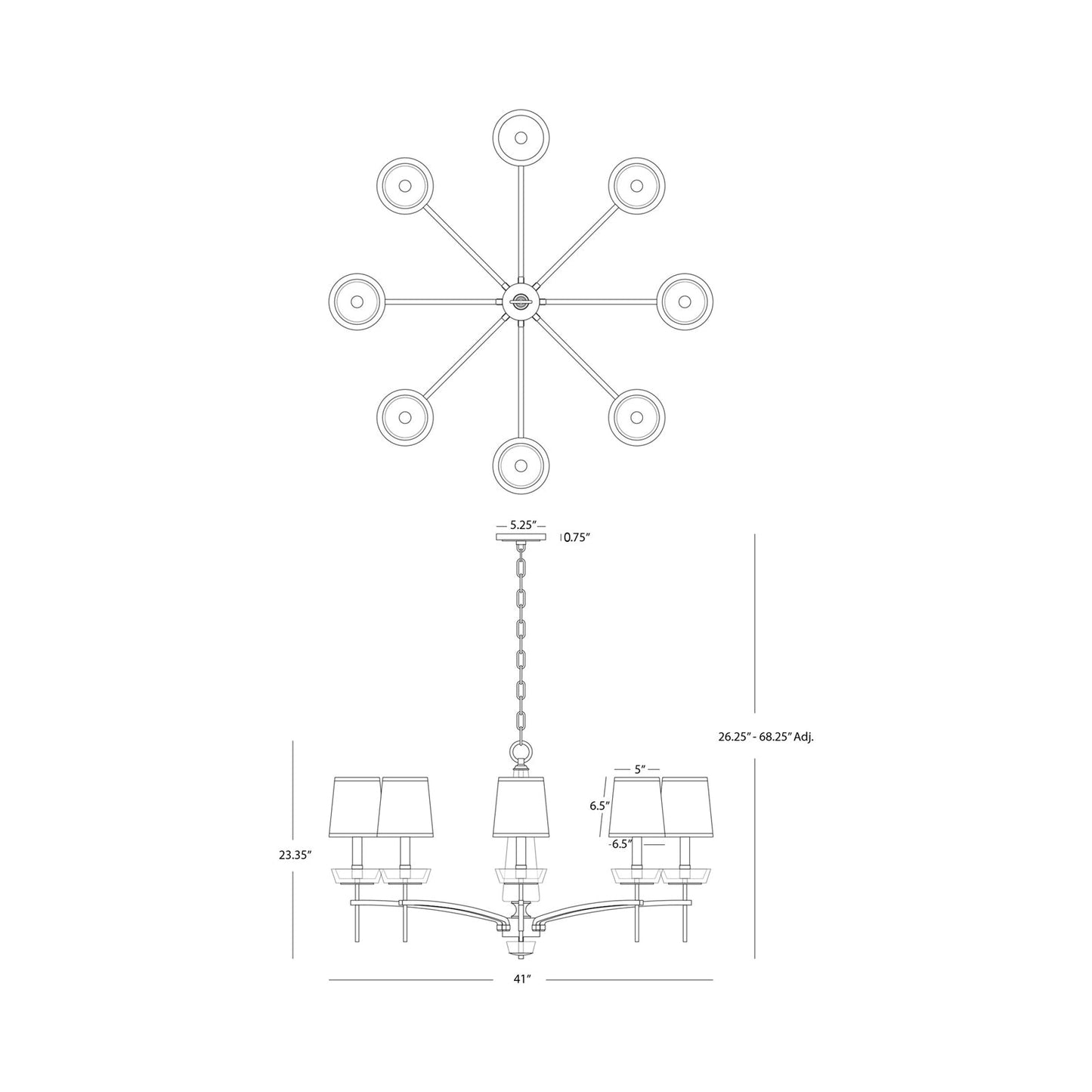 Cristallo Chandelier - line drawing.