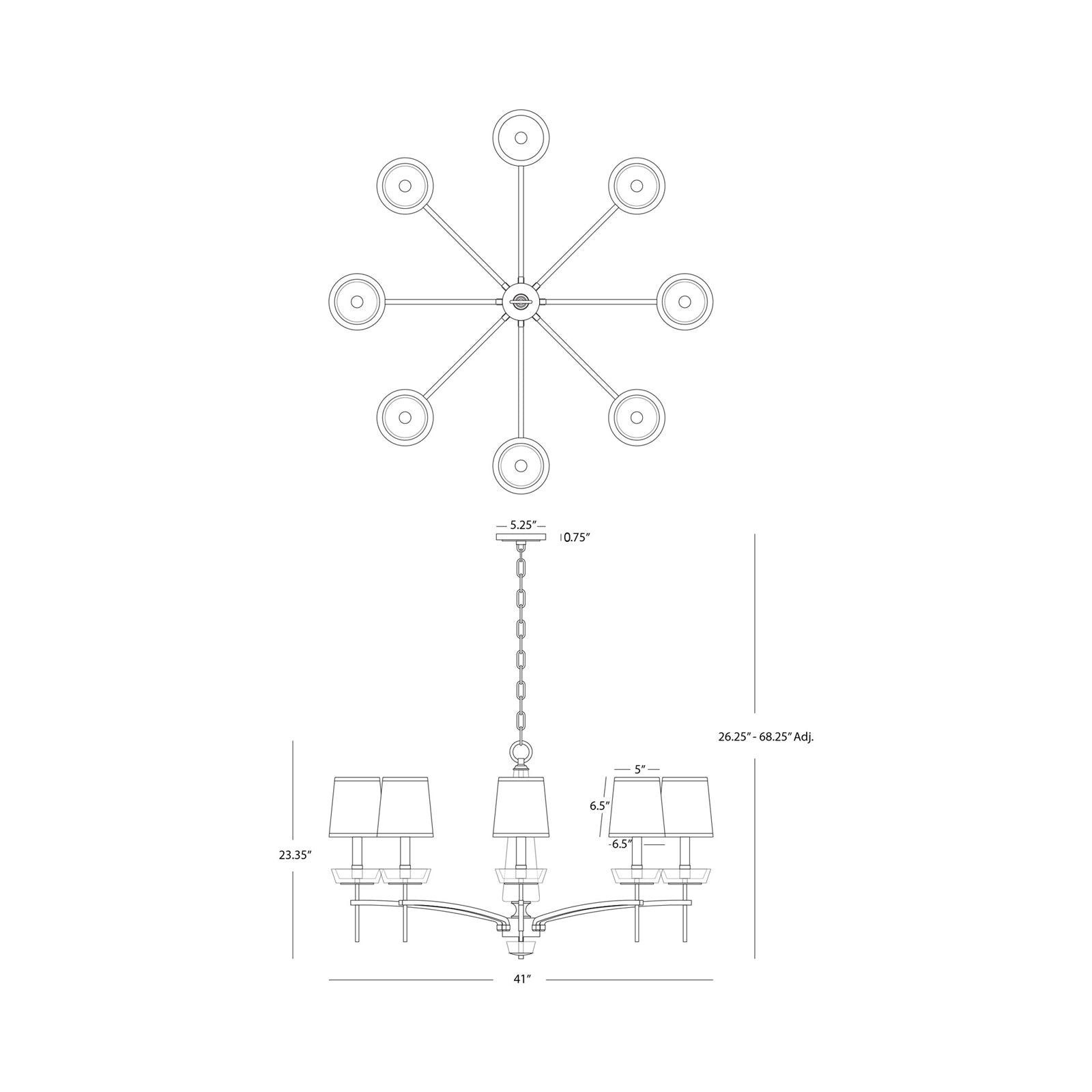 Cristallo Chandelier - line drawing.