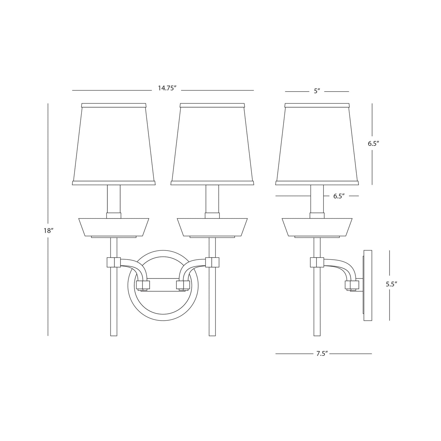 Cristallo Wall Light - line drawing.